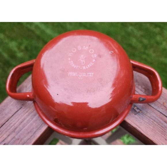 Vintage 1930s Kosmos Schutz-Marke Enamel Saucepan Pan with Cover Brown Gray - Picture 7 of 10